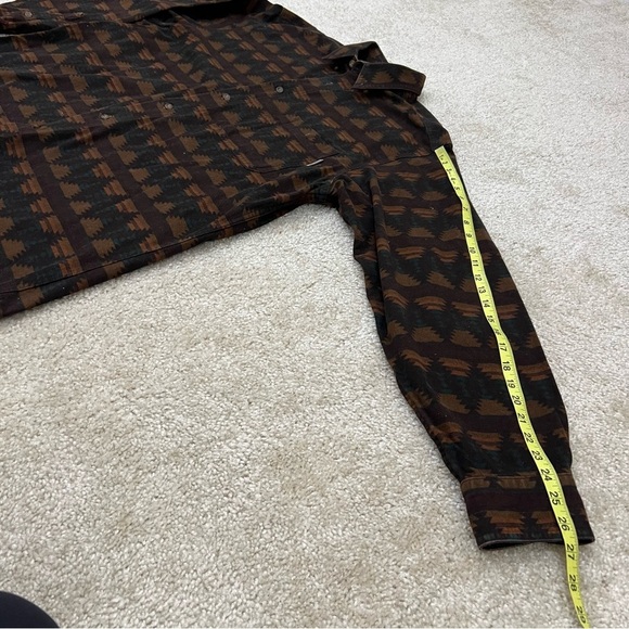 WOOLRICH Flannel Shirt Heavy Brown Southwestern Aztec Long Sleeve Mens Size XL, - Picture 6 of 16